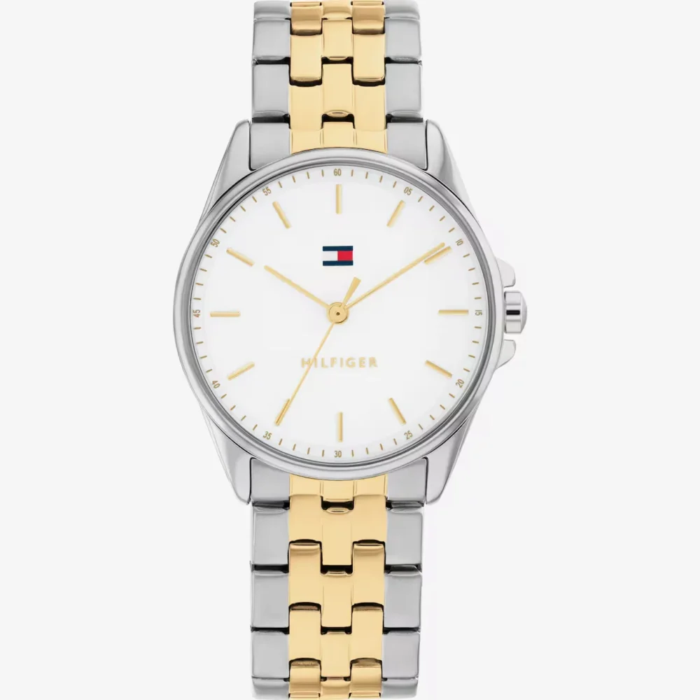 Tommy Hilfiger Jade με λευκό καντράν και δίχρωμο επίχρυσο μπρασελέ
